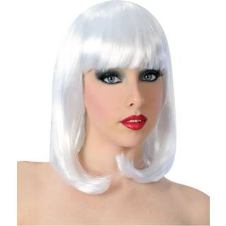 Revue Girl Perücke mit Pony weiß