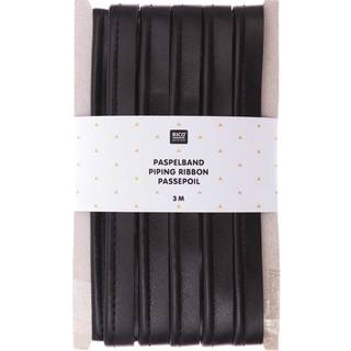 Paspelband Kunstleder schwarz 1cmx3m - Schwarz