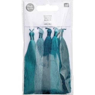 Quasten fein 9cm 5 Stück - Seeblau