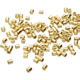 Perlersmedrørkrimpperlerne 2 x 2 mm 100 stykker guldfarveuniform cylindrisk form Ingen skarpe kanter designet til at fastgøre enderne på smykkest