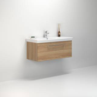 Scanbad Multo vaskeskab med Lotto XL vask, 1 skuffe, 105 cm, varm eg