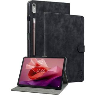 SKALO Lenovo Tab P12 Cute Tiger PU-læder Flip Cover - Sort