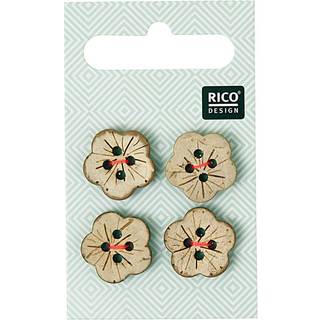 Knöpfe in Blütenform 1,6cm 4 Stück - Beige