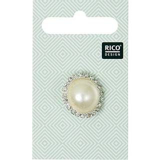 Schmuckknopf mit Perle 2cm - Beige