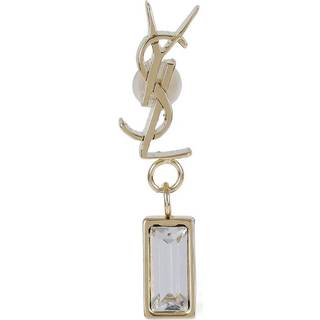 Saint Laurent Single YSL rhinestone-embellished earring - gold - One Size