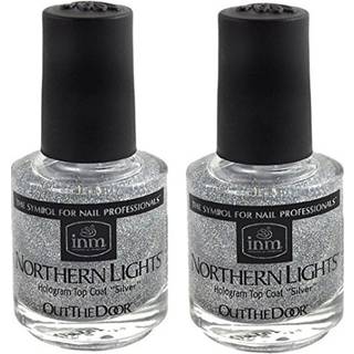 INM Nordlys holografisk sølv Top Coat 2x iriserende neglefinish med højglans