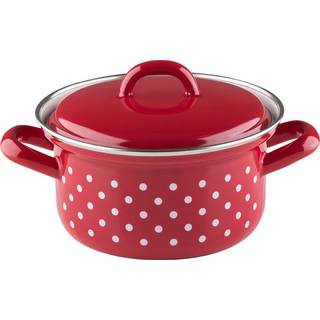 Riess Country Pünktchen Rot Kasserolle 14 cm / 0,75 L - Emaille