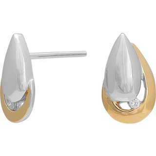 Siersbøl sølvørestikker med diamant 0.015ct w/p og 8kt guld