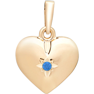 Siersbøl 14 kt. hjerte 13 mm med safir