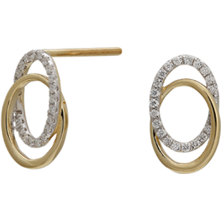 Siersbøl 14kt. guldørestikker ovale med diamant på i alt 0.14ct W/SI