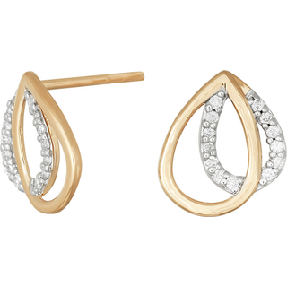 Siersbøl 14kt. Guld ørestikker med diamant på i alt 0.13ct W/SI