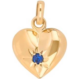 Siersbøl 14kt. guldhjerte med syntetisk safir 9mm