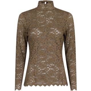Liza Laceflower Bluse, Dark Taupe, 34