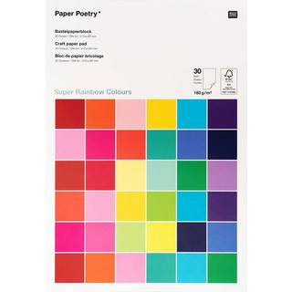 Paper Poetry Bastelblock Super Rainbow Colours A4 180g/m² 30 Blatt