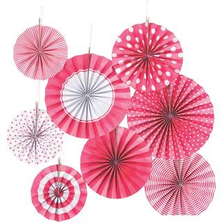 Hängedeko Fächer Set Pink Weiß 8 St.