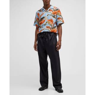 Tie Waist Trousers in Black - 46
