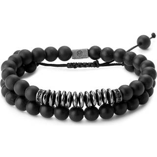 Onyx, Hæmatit & Sort Zirconia Perle Armbånd Sæt