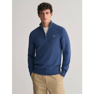 GANT Herre Afslappet sweater i bomuld med halv lynlås (M)
