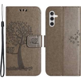 SKALO Samsung A14 4G/5G Owl Tree Flip Cover - Grå