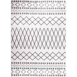 gulvtæppe 120x170 cm vaskbart og skridsikkert sort og hvid