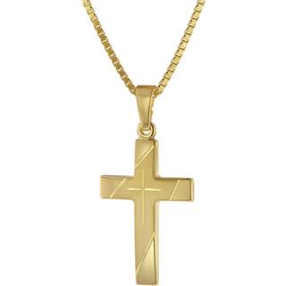 trendor 75676 Kreuz Anhänger Gold 333 mit goldplattierter Silberkette