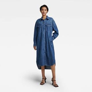 Boxy Shirt Dress - Medium blue - Women