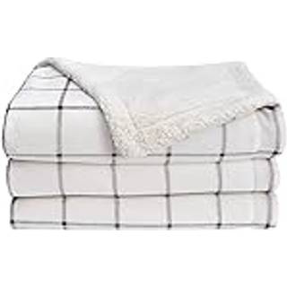 Sherpa fleece og fl?jls plys kast t?ppe gr? vinduesrude tykt t?ppe til stolesofa eller seng. Varm reversibel bl?d fleece kast t?ppe. Kinsley Coll