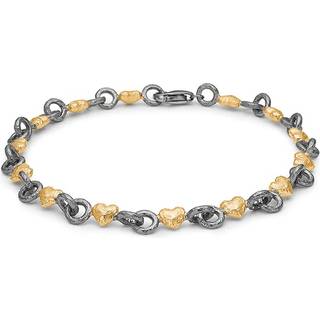 Blossom Copenhagen armbånd i sort/forgyldt med hjerter