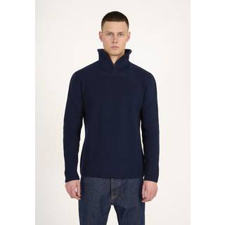 Knowledge Cotton Apparel Men's 1/2 Neck Zip Merino Wool Rib Knit Total Eclipse, not_defined