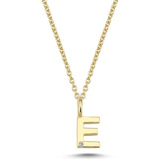 Nuran Bogstav vedhæng E i 14 kt guld med diamant