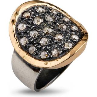 By Birdie Topkapi Sterling Sølv Ring med 14 Karat Guld og Diamanter 0,95 Carat