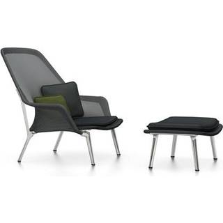 Vitra Slow Chair & Ottoman Tricot/Sort/Poleret