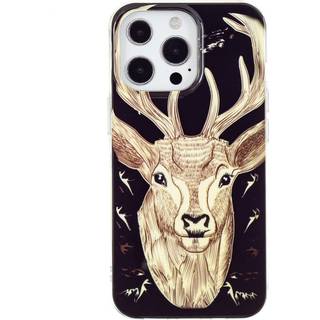 iPhone 15 Pro Selvlysende Fleksibel Bagside Cover af Plastik m. Print - Hjortehoved