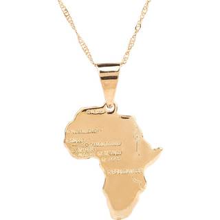 24K guldbelagt afrikansk kort vedhæng halskæde smykker til kvinder (guld)