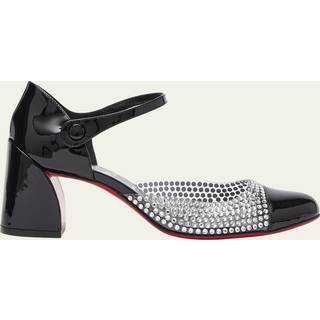 Christian Louboutin Crystal-embellished patent leather pumps - black - EU 35