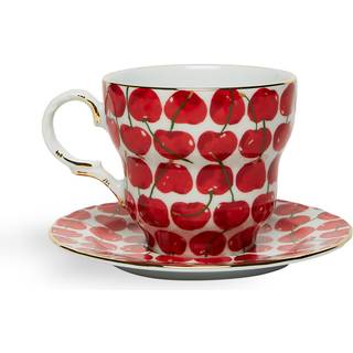 La DoubleJ Tea And Coffee - 'Cherries Avorio Big Mama' cup and saucer in IVORY 100% PORCELAIN