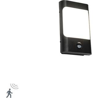 Væglampe sort inkl. LED IP44 med bevægelsessensor - Khuvan