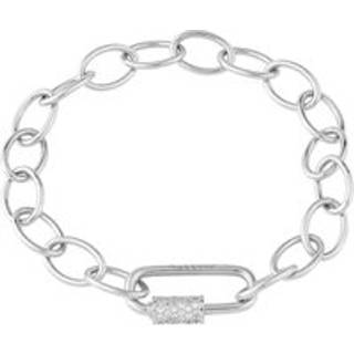 Rebecca Silver Link CZ Clasp Bracelet - Silver - 18.5