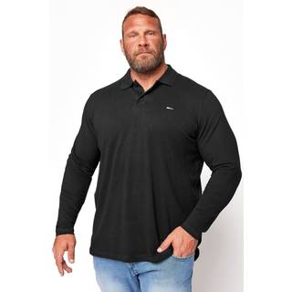 BadRhino Big & Tall BadRhino Big & Tall Black Essential 100% Cotton Long Sleeve Polo Shirt