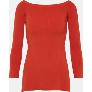 Veronica Beard Derick ribbed-knit off-shoulder sweater - orange - M