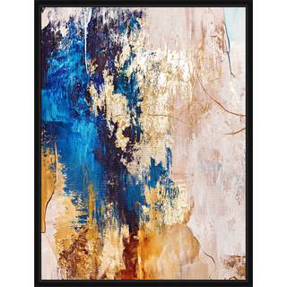 Håndlavet Maleri Med Sort Ramme - Blue Feeling - Mixed Media -  Str: 60 x 80 Cm