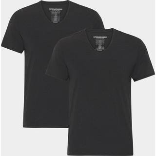 2 stk sorte bambus slim fit T-shirt med v-hals til mænd, S