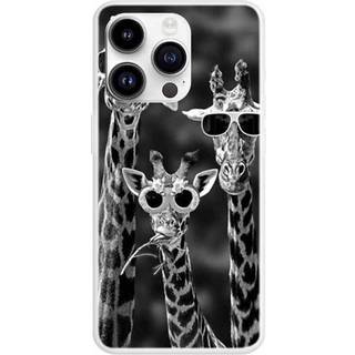iPhone 15 Pro Fleksibelt Plastik Bagside Cover m. Print - Giraffer med solbriller