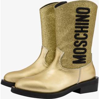 Moschino Kids Logo glitter leather cowboy boots - gold - EU 27