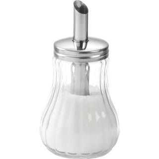 Sukkerdispenser i glas, 0,2l, rustfrit stål håndtag, ø80xh140mm
