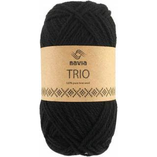 Navia Trio 37 Sort Indhold: 100% Uld Vægt/Længde: 50 g = ca. 120 meter Anbefalede pinde: 4,5 mm Strikkefasthed: 10 cm = 19 masker Vaskes i hånden / Tåler ikke tørretumbling, tørres fladt..