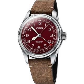 ORIS Big Crown Pointer Day armbåndsur, rød skive med brun rem- 40mm