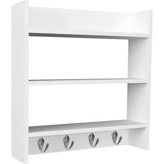 Esilo hylder, reoler køkken 60 cm 3 hylder, 4 knager hvid.