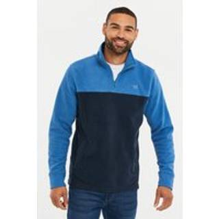 Threadbare Threadbare Cobalt / Navy Two Tone Quarter Zip Fleece Jumper