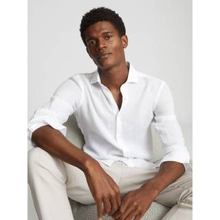 Reiss Reiss White Ruban Linen Button-Through Shirt